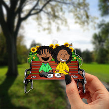Load image into Gallery viewer, Personalized Couple Car Ornament - Sunflower Bench Design Ornament PopCulturePrints
