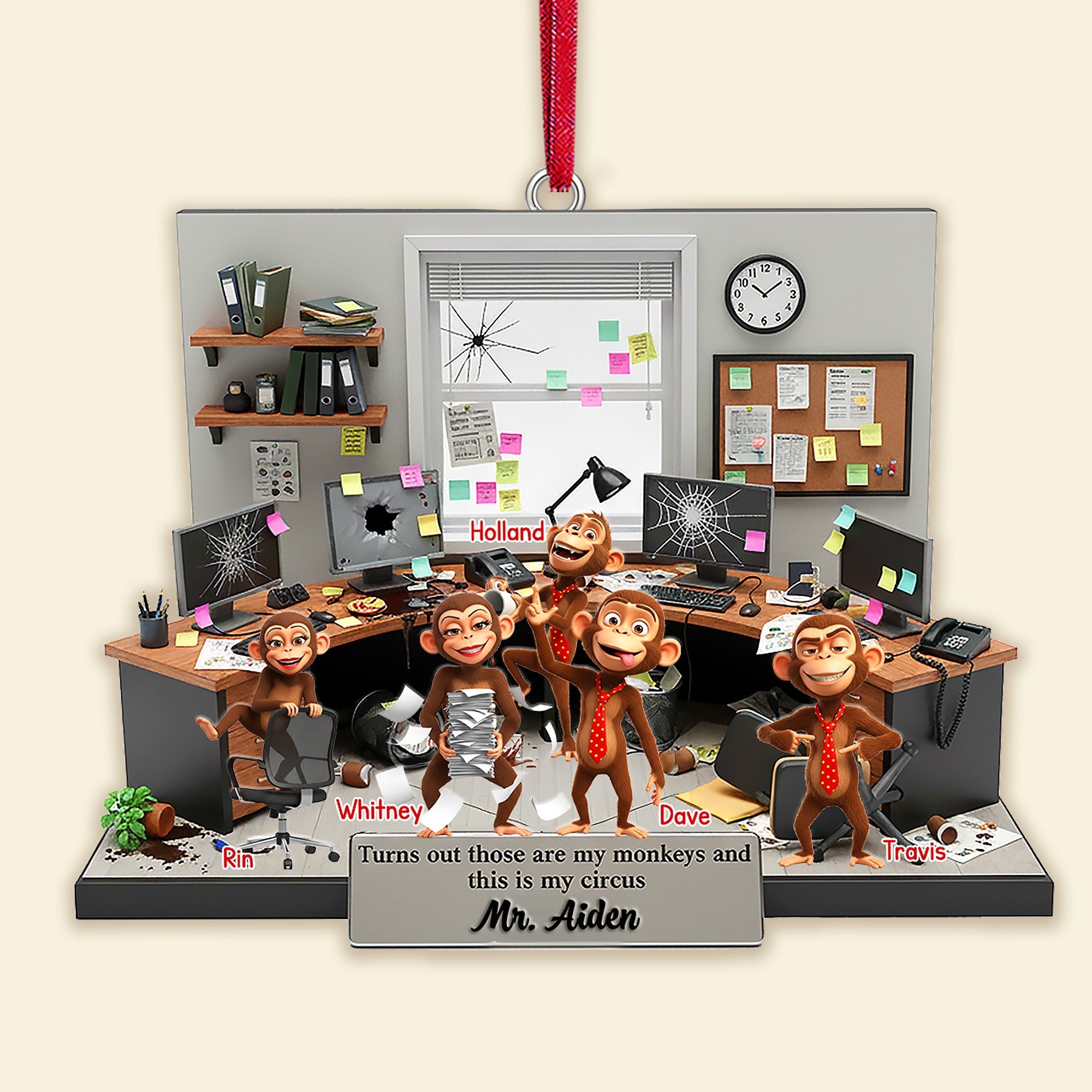 “Turns Out Those Are My Monkeys and This Is My Circus” - Funny Coworker Monkey Acrylic Ornament - Personalized Gift for Boss, Coworkers, and Friends Ornament PopCulturePrints