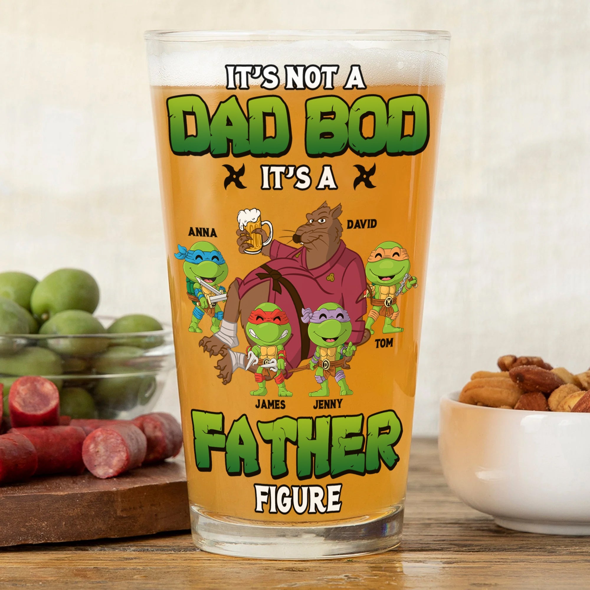 Personalized 'Father Figure' Beer Glass for Dad Beer Glasses PopCulturePrints