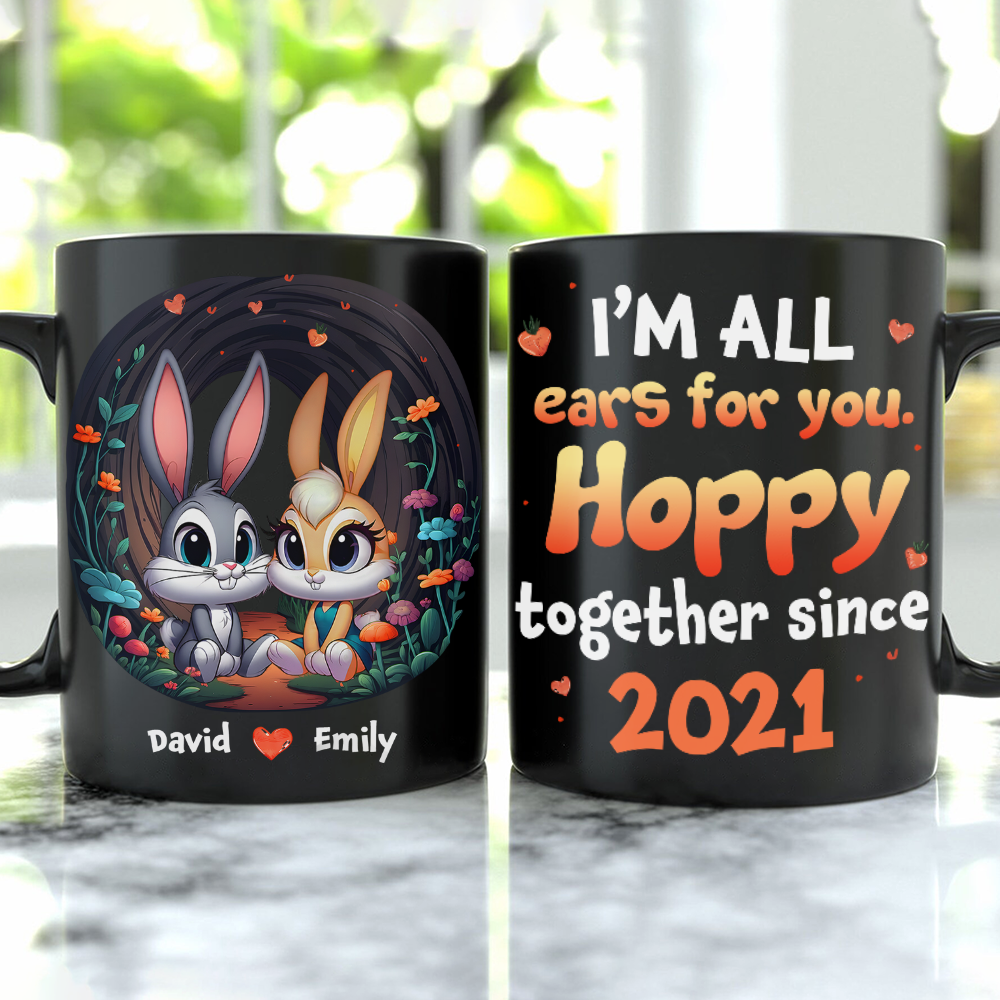 Personalized Hoppy Together Coffee Mug for Couples Coffee Mug PopCulturePrints
