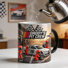 Load image into Gallery viewer, “Daddy’s Pit Crew: Rev Up Your Mornings!” - Personalized Coffee Mug for Dads and Grandpas Coffee Mug PopCulturePrints
