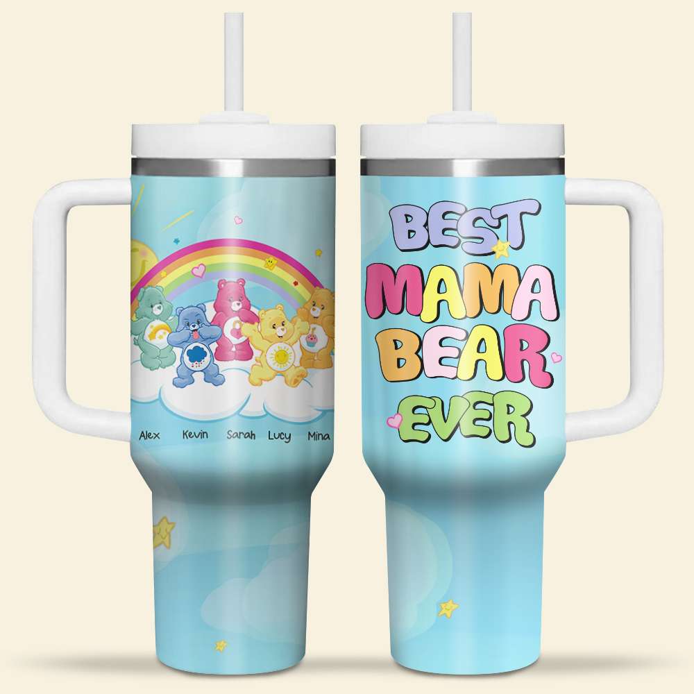 Personalized Cartoon Rainbow Bears Tumbler for Moms Tumbler Cup PopCulturePrints