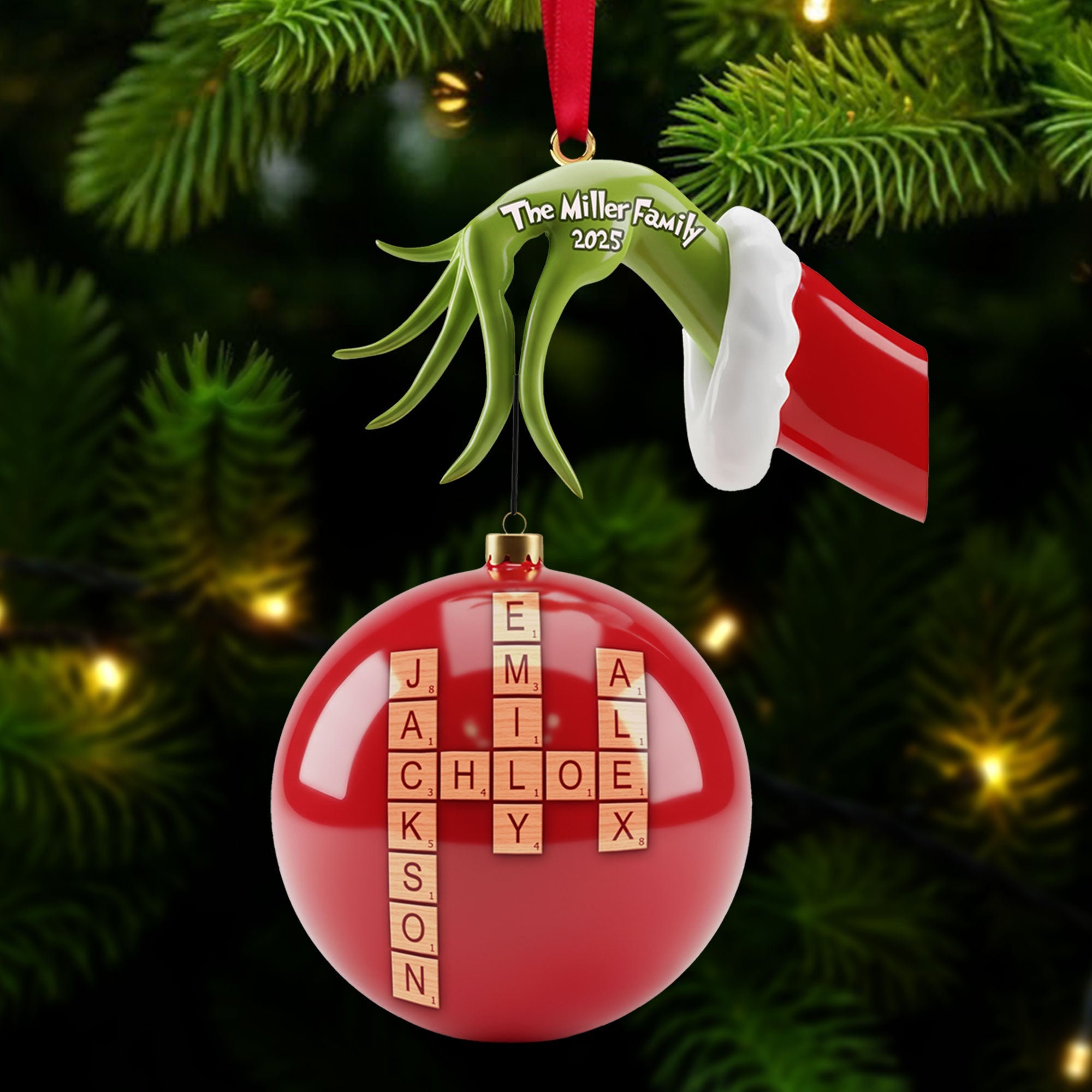 "Celebrate Family Togetherness with Our Unique Crossword Ornament" - Personalized Family Christmas Ornament Ornament PopCulturePrints