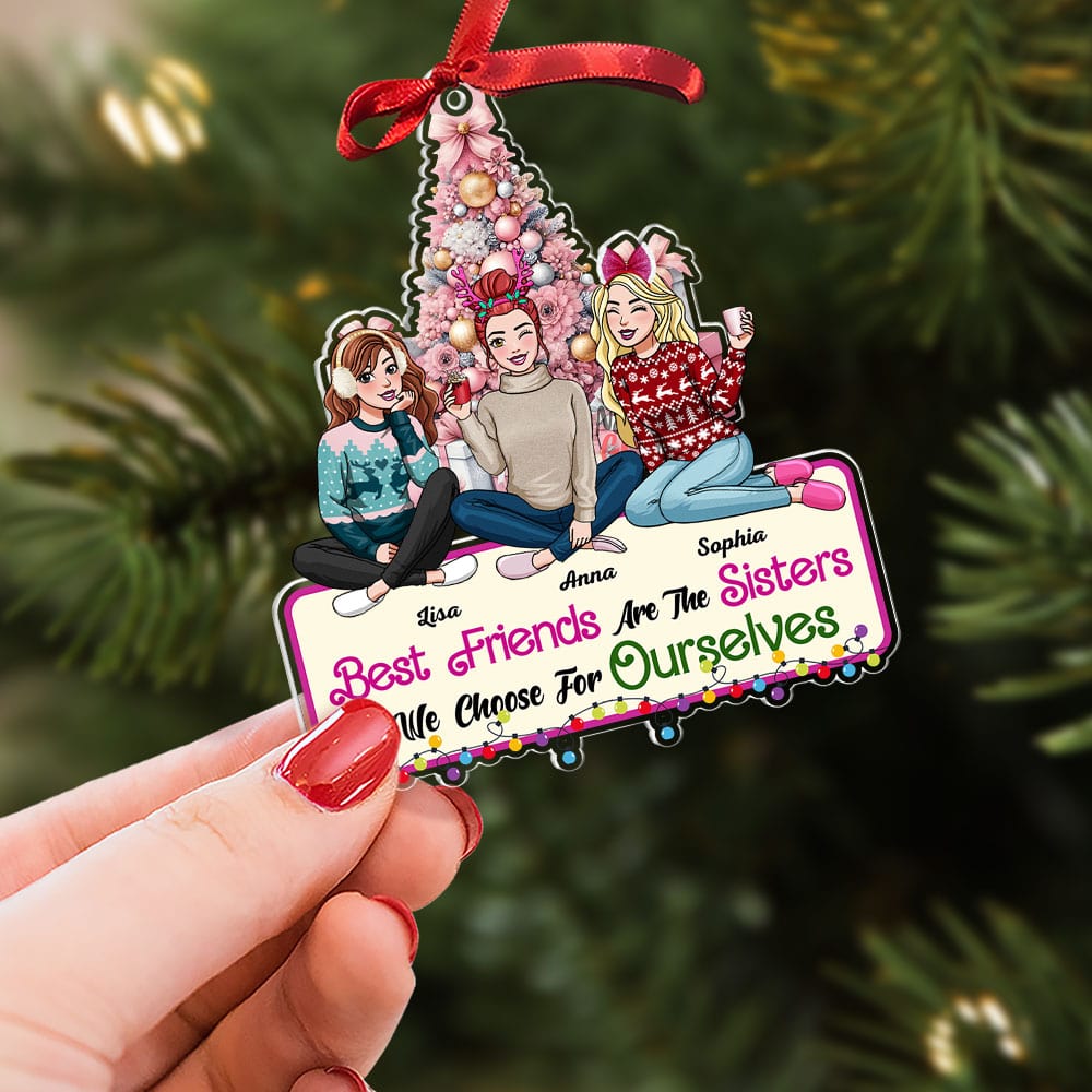 Personalized Best Friends Christmas Ornament - Customizable Friendship Gift Ornament PopCulturePrints