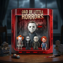 Load image into Gallery viewer, “For the Dad Who Laughs at Horror” - Customizable Dad Of Little Horrors Acrylic Plaque - Perfect Gift for Dads and Grandpas Shaped Plaques PopCulturePrints

