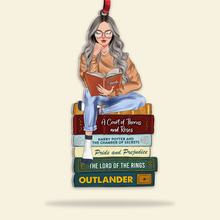 Load image into Gallery viewer, Personalized Book Lover Acrylic Ornament - Custom Book Titles Ornament PopCulturePrints
