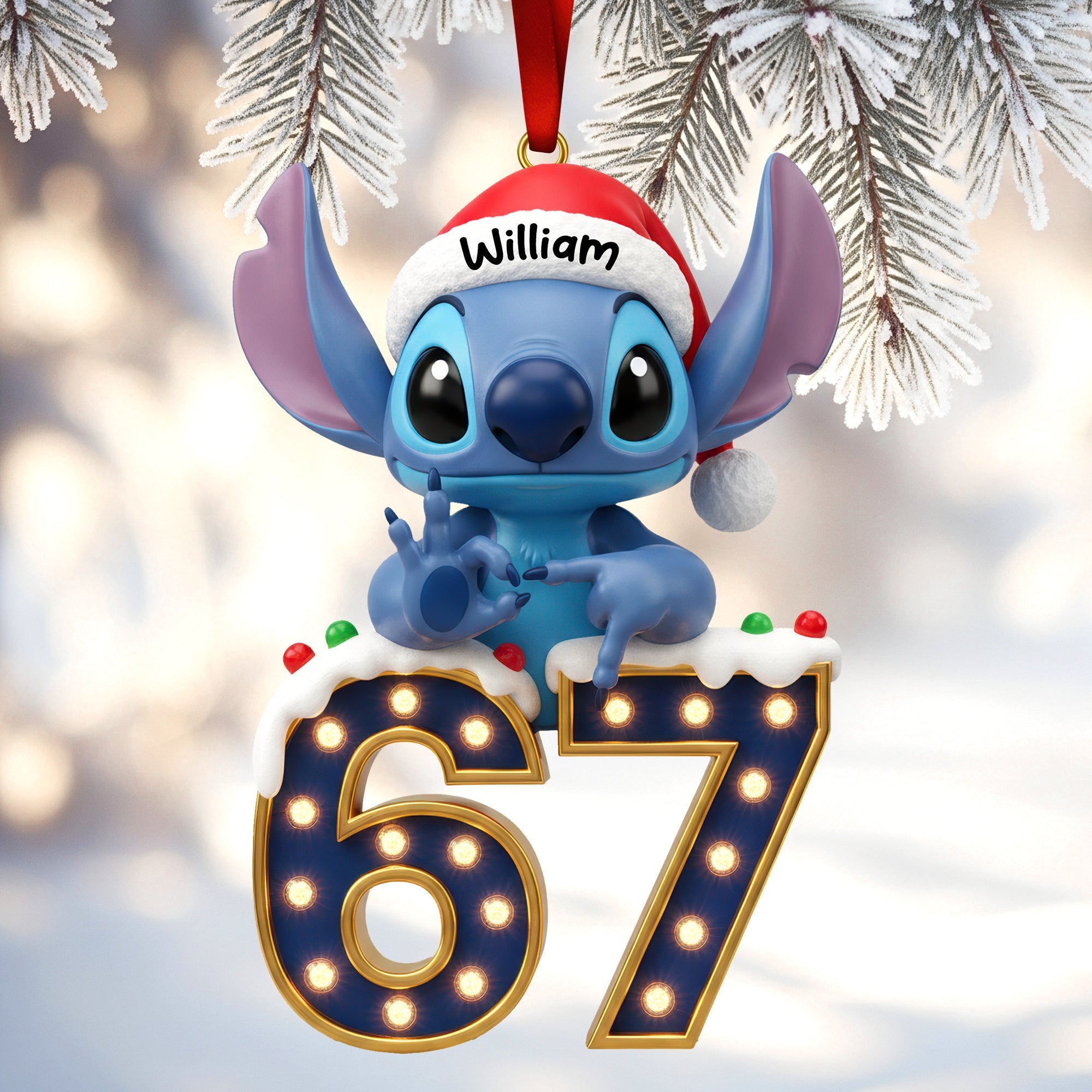 Aliens Celebrate with Joy - Personalized Acrylic Christmas Ornament Ornament PopCulturePrints