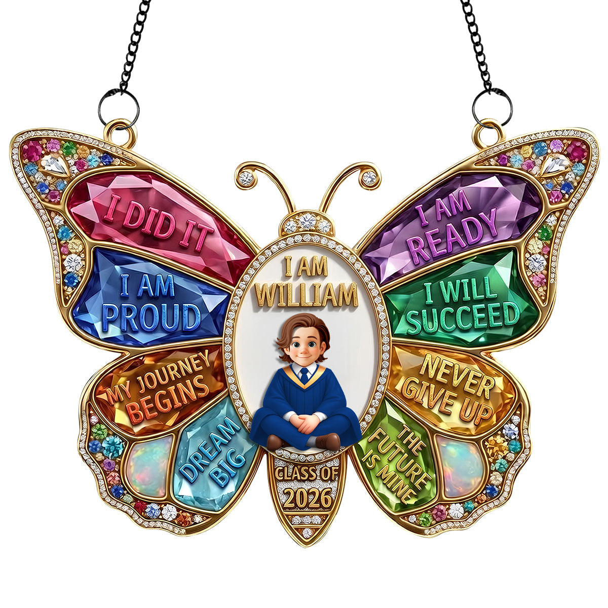 “I Did It! I Am Proud!” - Graduation Suncatcher Ornament - Personalized Gift for Kids and Graduates Ornament PopCulturePrints