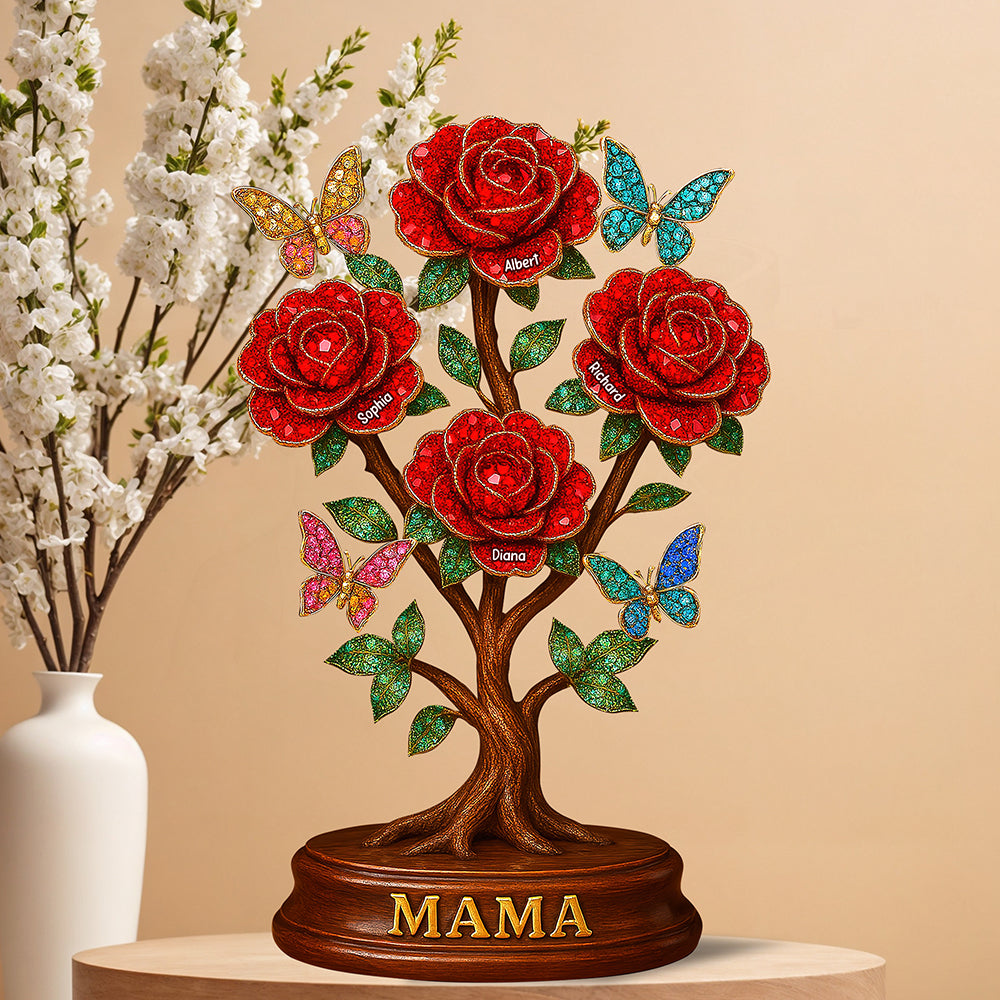 “A Garden of Love” - Personalized Flower Mom Plaque - Custom Gifts for Mom & Grandma Shaped Plaques PopCulturePrints