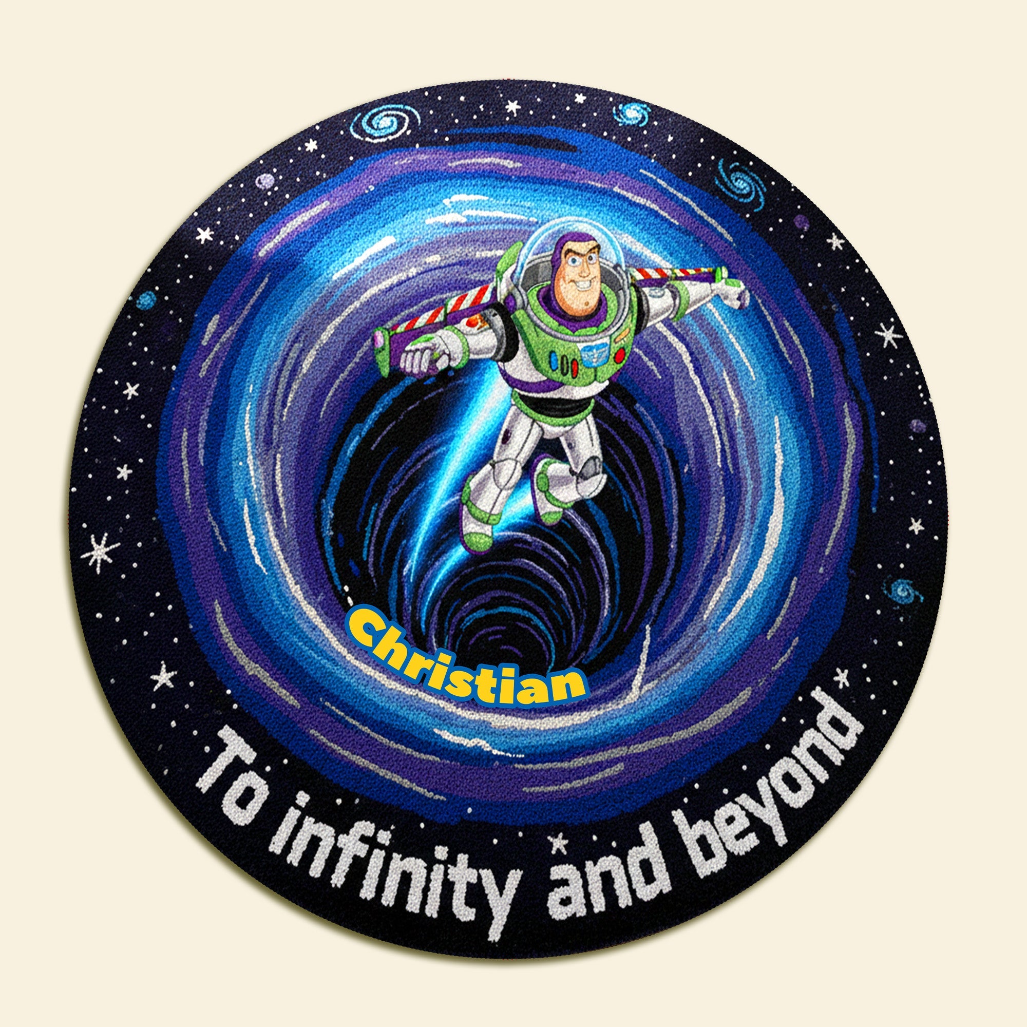 To Infinity and Beyond - Personalized Space Cartoon Round Mat - Unique Gift for Fans Doormat PopCulturePrints