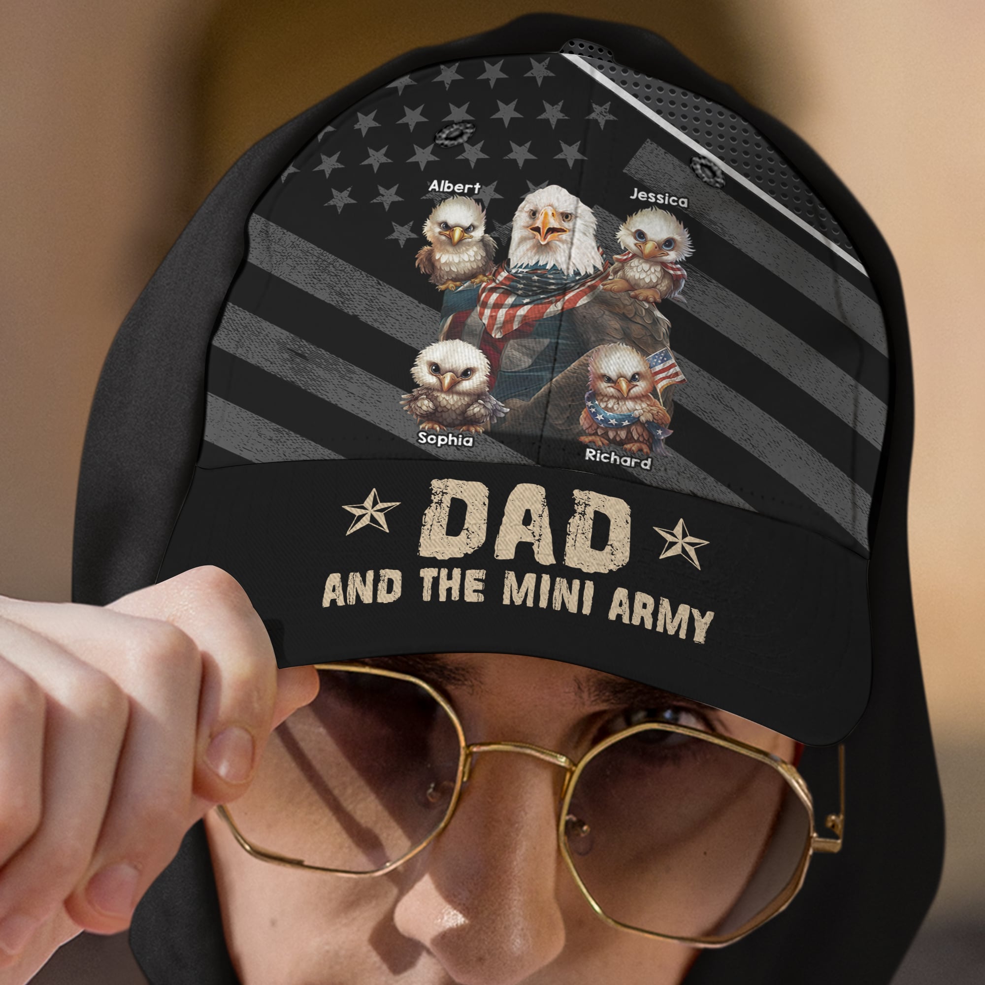 Personalized Grandpa Cap with Mini Army Design