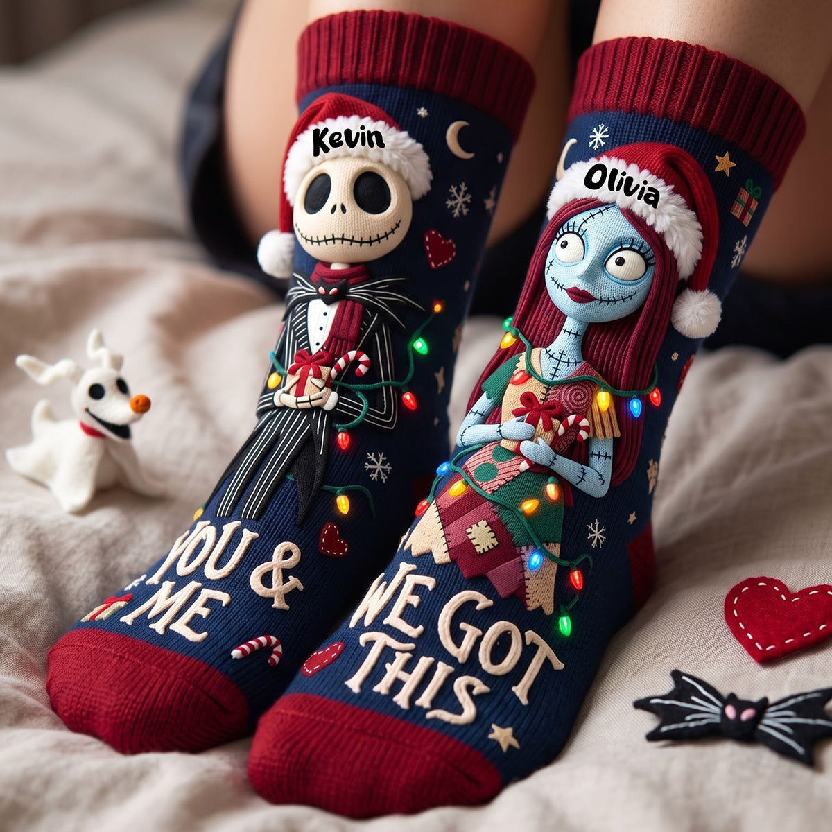 You & Me We Got This – Spooky Christmas Couple Personalized Socks