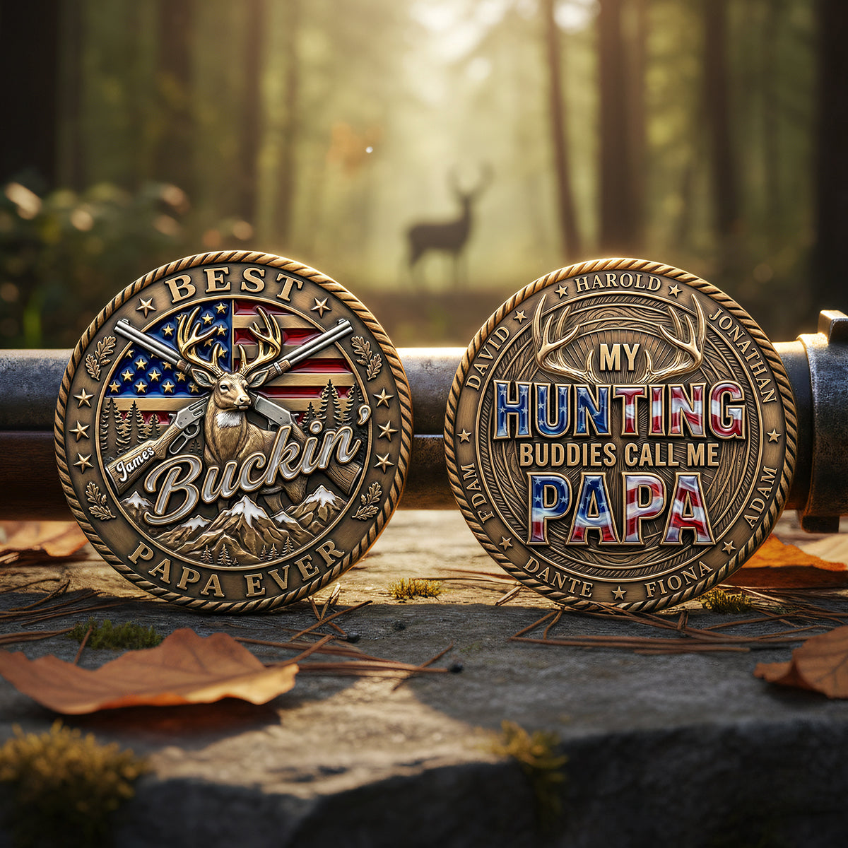 “My Hunting Buddies Call Me Grandpa” - Personalized Metal Coin - Unique Gift for Grandpa Coin PopCulturePrints