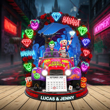 Load image into Gallery viewer, “Celebrate Love and Laughter!” - Personalized Halloween Gifts for Newlywed Couples - Custom Acrylic Plaque Shaped Plaques PopCulturePrints
