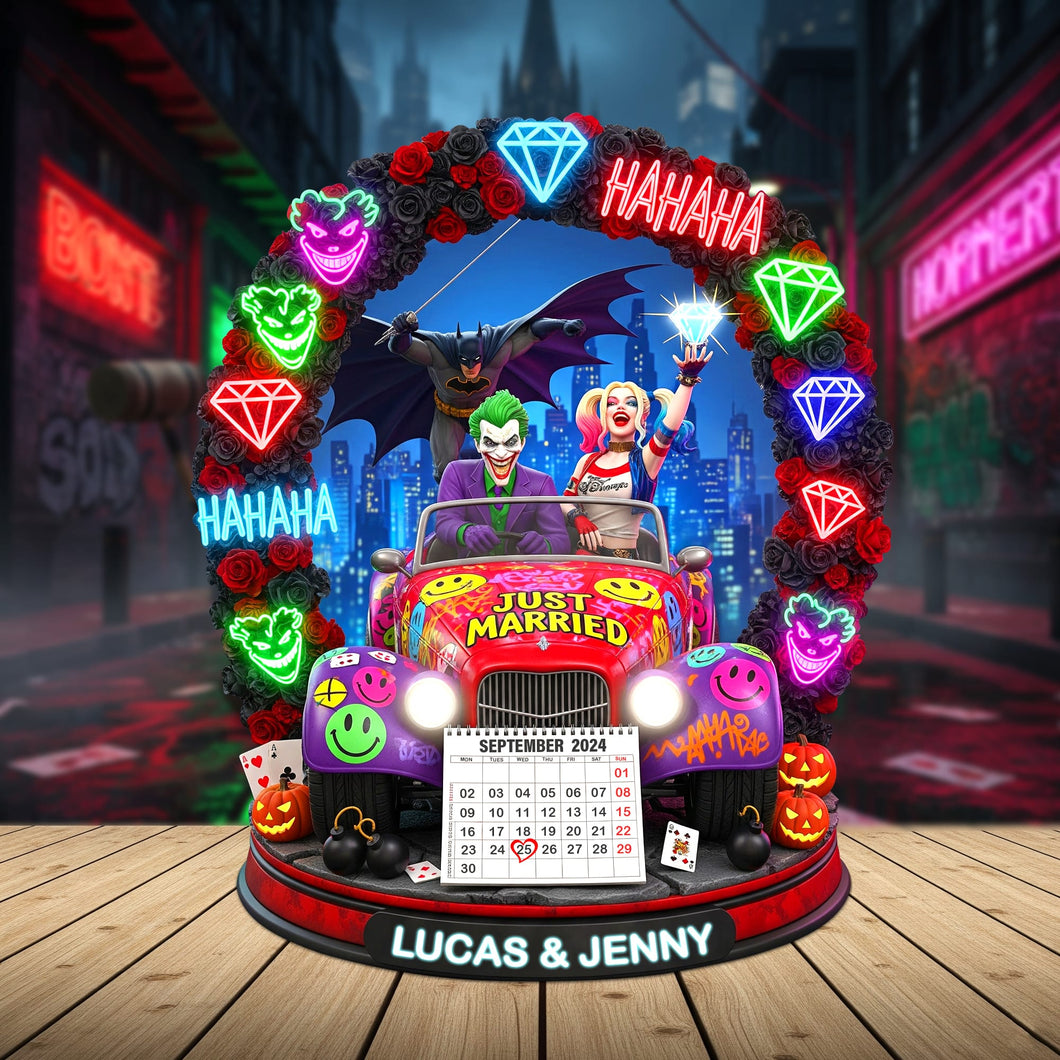 “Celebrate Love and Laughter!” - Personalized Halloween Gifts for Newlywed Couples - Custom Acrylic Plaque Shaped Plaques PopCulturePrints