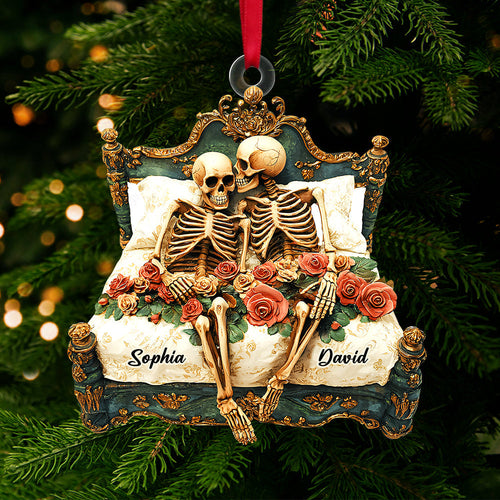 Custom Skull Couple Ornament with Names - Unique Valentine’s Day Gifts Ornament PopCulturePrints