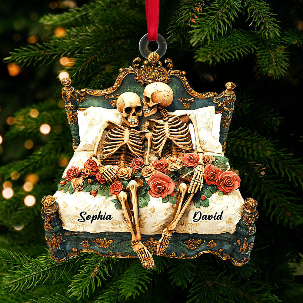 Custom Skull Couple Ornament with Names - Unique Valentine’s Day Gifts Ornament PopCulturePrints