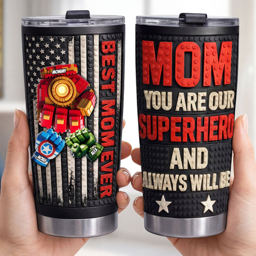 Best Mom Ever! Mom, You Are Our Superhero - Personalized Fist Bump Power Mom 20oz Tumbler - Perfect Gift for Mother’s Day, Grandma, and More Tumbler Cup PopCulturePrints