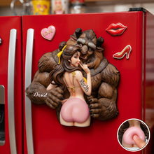 Load image into Gallery viewer, "Embrace the Magic of Love" - Enchanted Couple Anti-collision Fridge Magnet - Personalized Gift for Couples Fridge Magnet PopCulturePrints
