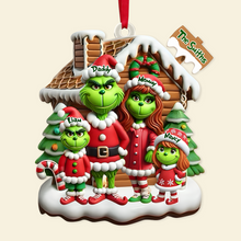 Load image into Gallery viewer, Personalized Family Christmas Ornament - Green Cartoon Character Design
