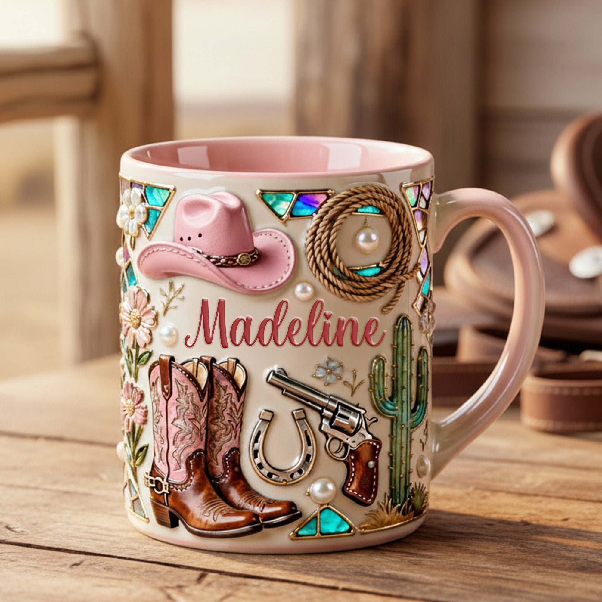 Customize Your Style: Cowgirl Accent Mug - Personalized Gift for Cowgirls Coffee Mug PopCulturePrints