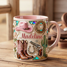 Load image into Gallery viewer, Customize Your Style: Cowgirl Accent Mug - Personalized Gift for Cowgirls Coffee Mug PopCulturePrints

