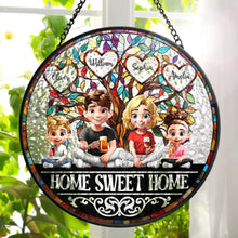 Load image into Gallery viewer, Home Sweet Home Family - Personalized Stained Glass Window Hanging Suncatcher | A Heartwarming Gift for Loved Ones Suncatcher Ornament PopCulturePrints
