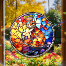 Load image into Gallery viewer, “Color Your World with Our Colorful Cat Stained Glass” - Personalized Cat Lover Gift Ornament PopCulturePrints

