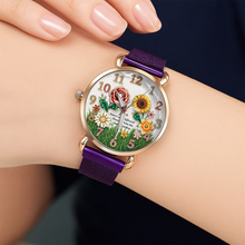 Load image into Gallery viewer, Sisters Bloom with Love - Floral Mesh Strap Watch, Personalized Gift for Sisters Quartz Watch PopCulturePrints
