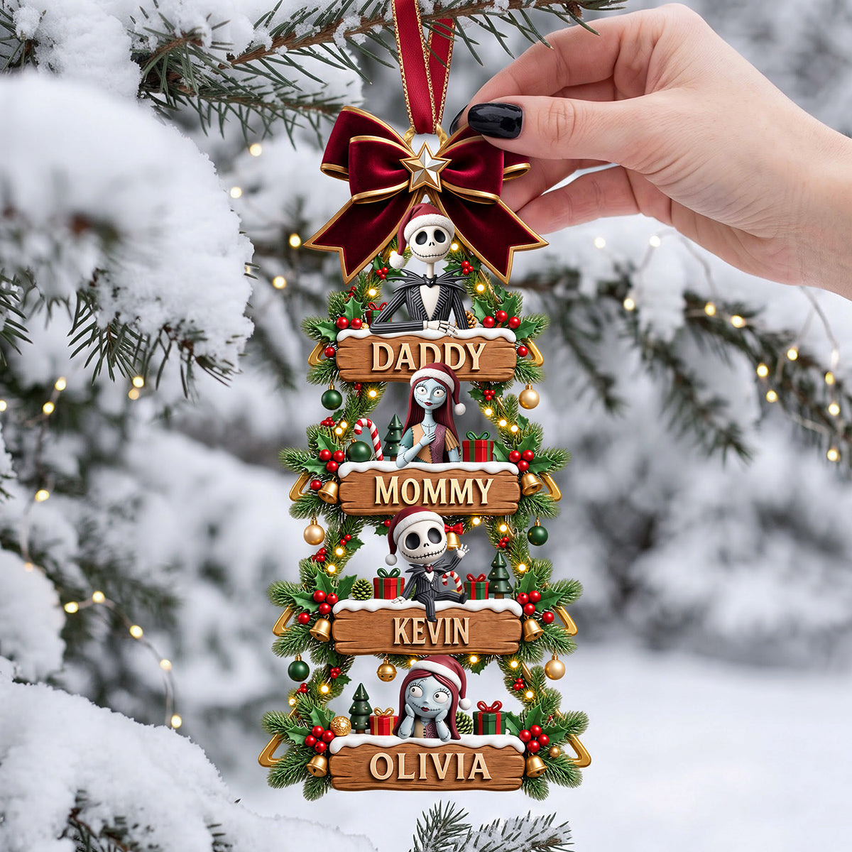 Spooky Family Christmas Ornament - Personalized Gifts For Family 02PATA230926 Ornament PopCulturePrints