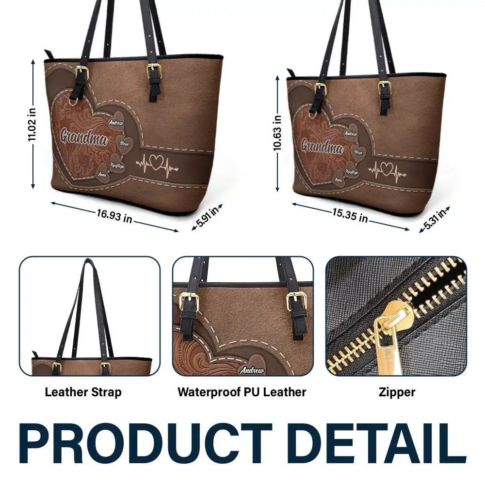 Grandma's Heart Filled with Love - Personalized Combo Leather Wallet and Bag for Mom & Grandma Combo Leather Wallet & Bag PopCulturePrints