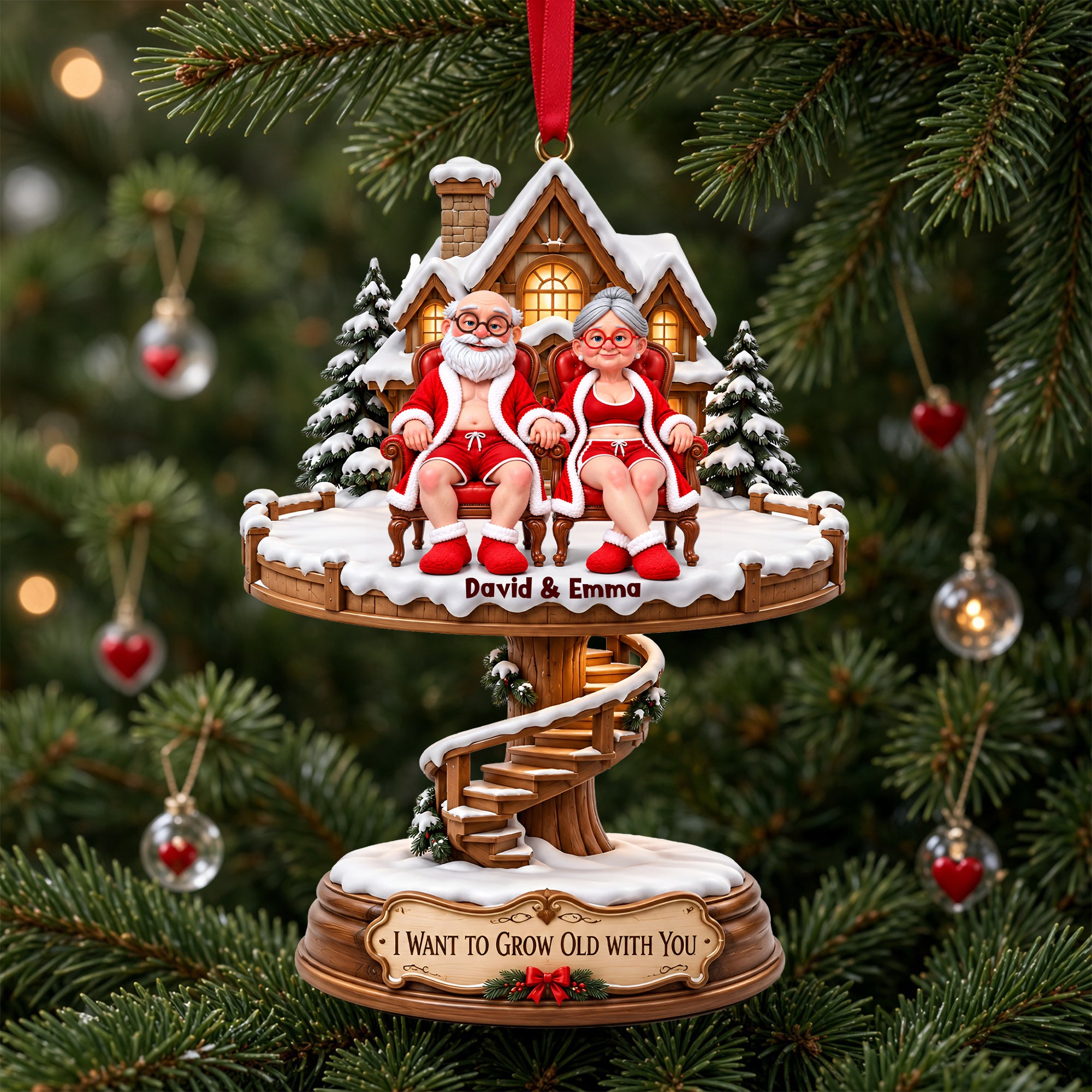 Lovely Old Couple Acrylic Ornament - Personalized Christmas Gifts For Couples 04ohlu131026 Ornament PopCulturePrints