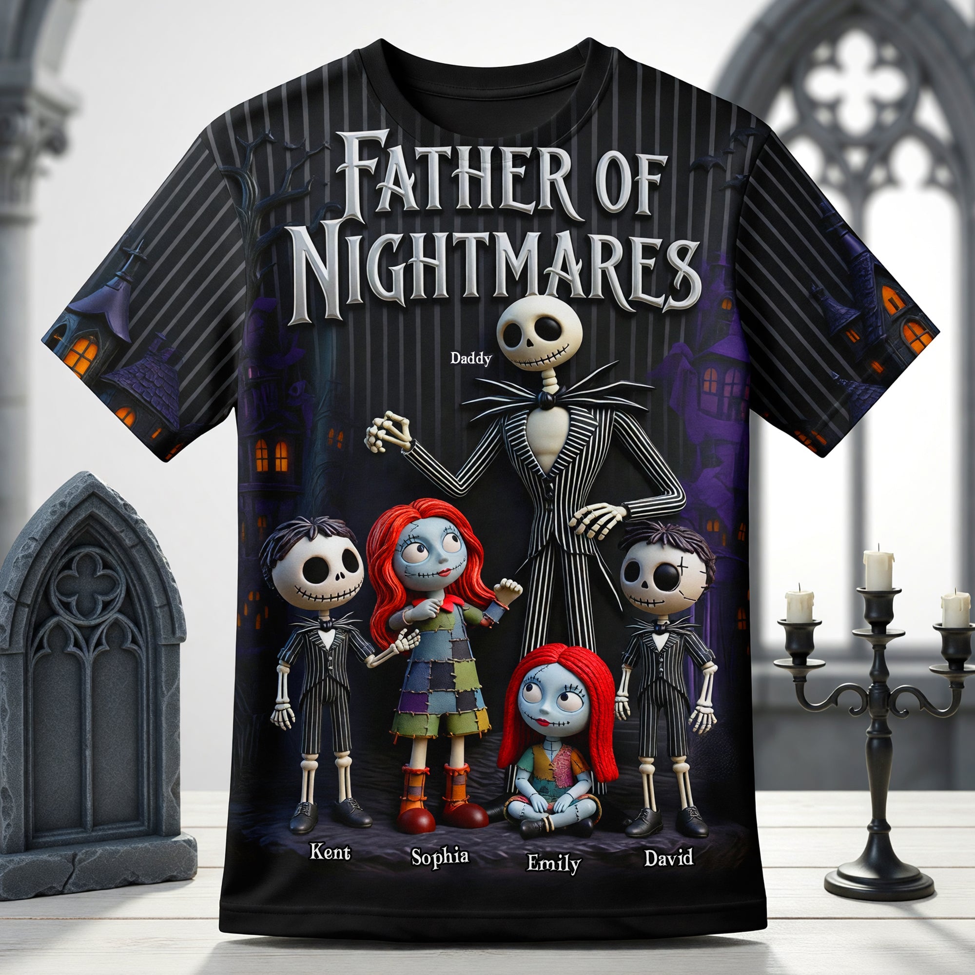 “Embrace the Spookiness!” - Dad & Little Horrors 3D Shirt - Personalized Gift for Dads and Grandpas AOP Products PopCulturePrints