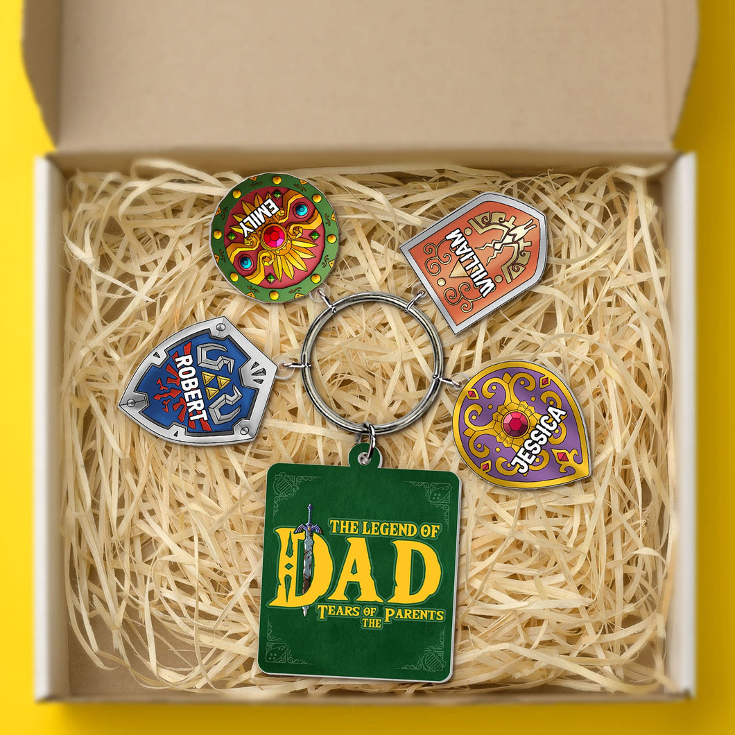 Legendary Dad Keychain with Personalized Charms Keychains PopCulturePrints