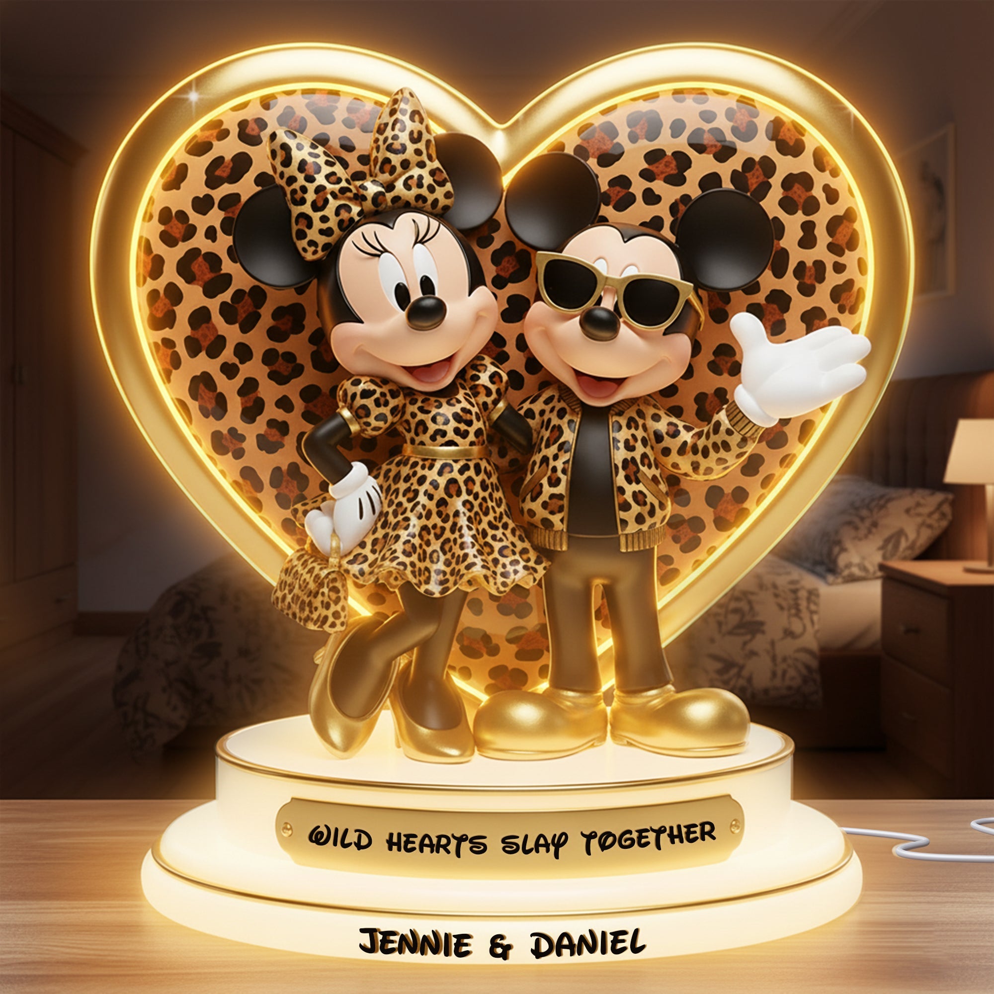 “Wild Hearts Slay Together” - Personalized Leopard Light Box - Unique Gift for Couples, Friends, and Loved Ones Light Box PopCulturePrints