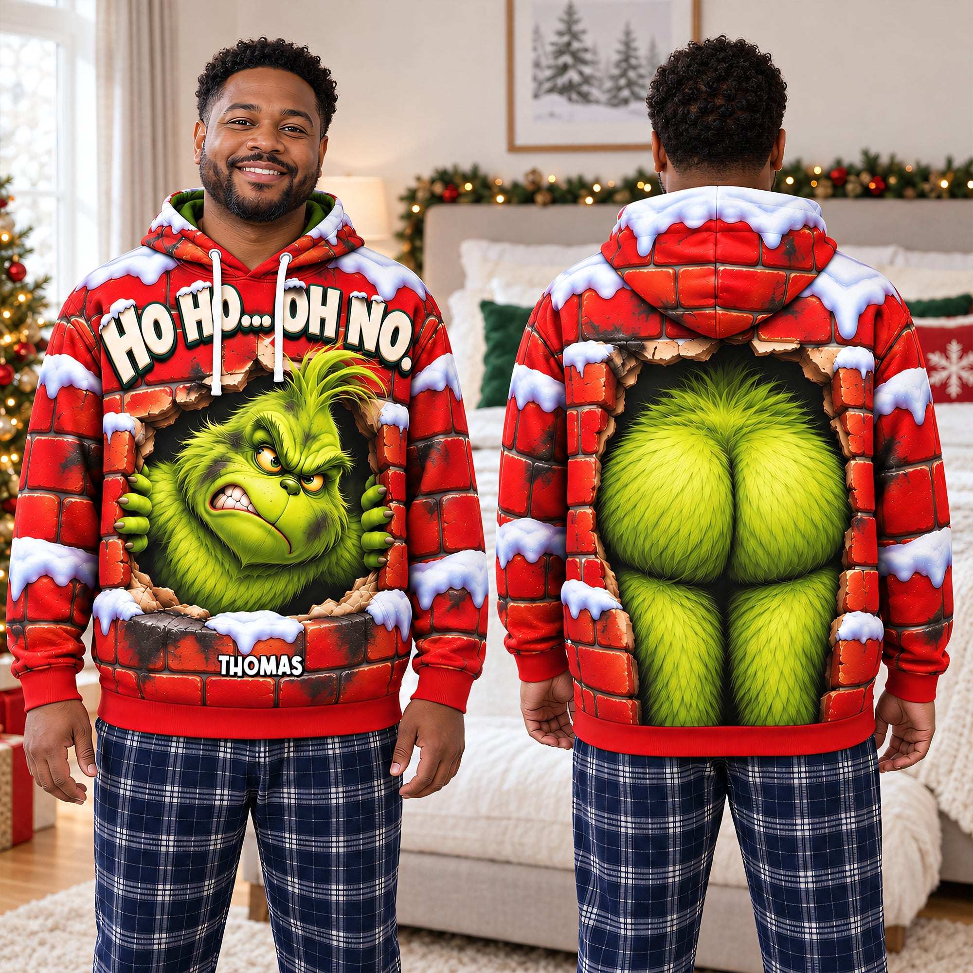 Ho Ho Ho, Oh No! – Personalized Grinch Holiday Hoodie