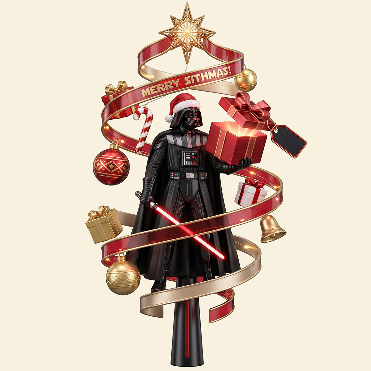 “Embrace the Dark Side of Christmas!” - Dark Christmas Tree Topper, Personalized Gift for Star Wars Fans