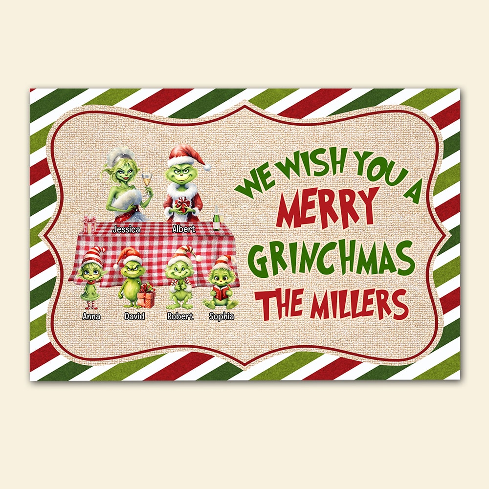 Personalized Grinchmas Family Door Mat - Custom Christmas Gift Doormat PopCulturePrints