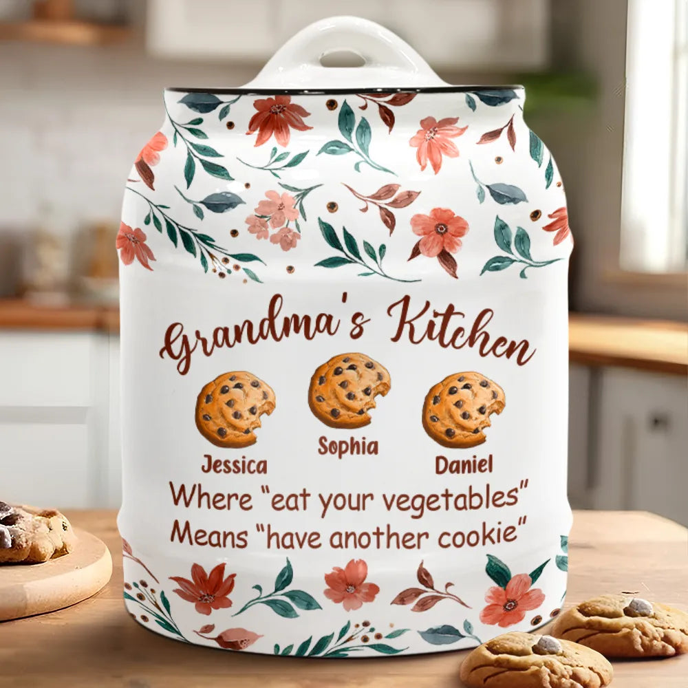 Grandma's Kitchen: Where 'Eat Your Vegetables' Means 'Have Another Cookie' - Personalized Cookie Jar for Grandma and Mom Cookie Jar PopCulturePrints