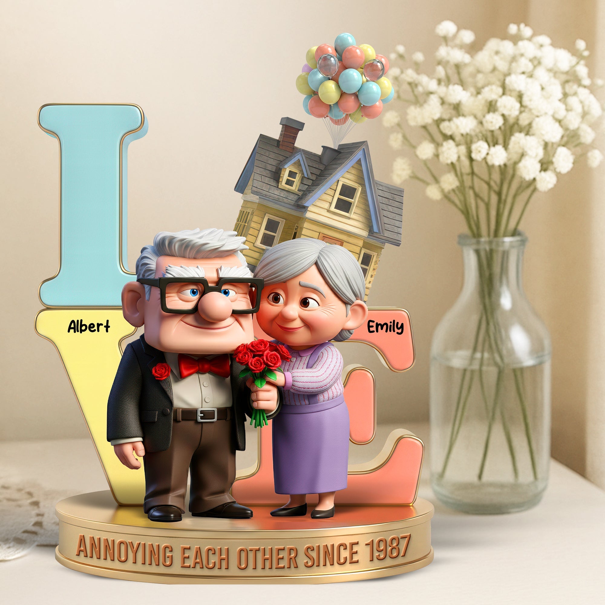 "Annoying Each Other Since 1987" - Personalized Acrylic Plaque for Couples - Unique Gift for Weddings, Anniversaries, and Special Occasions Shaped Plaques PopCulturePrints