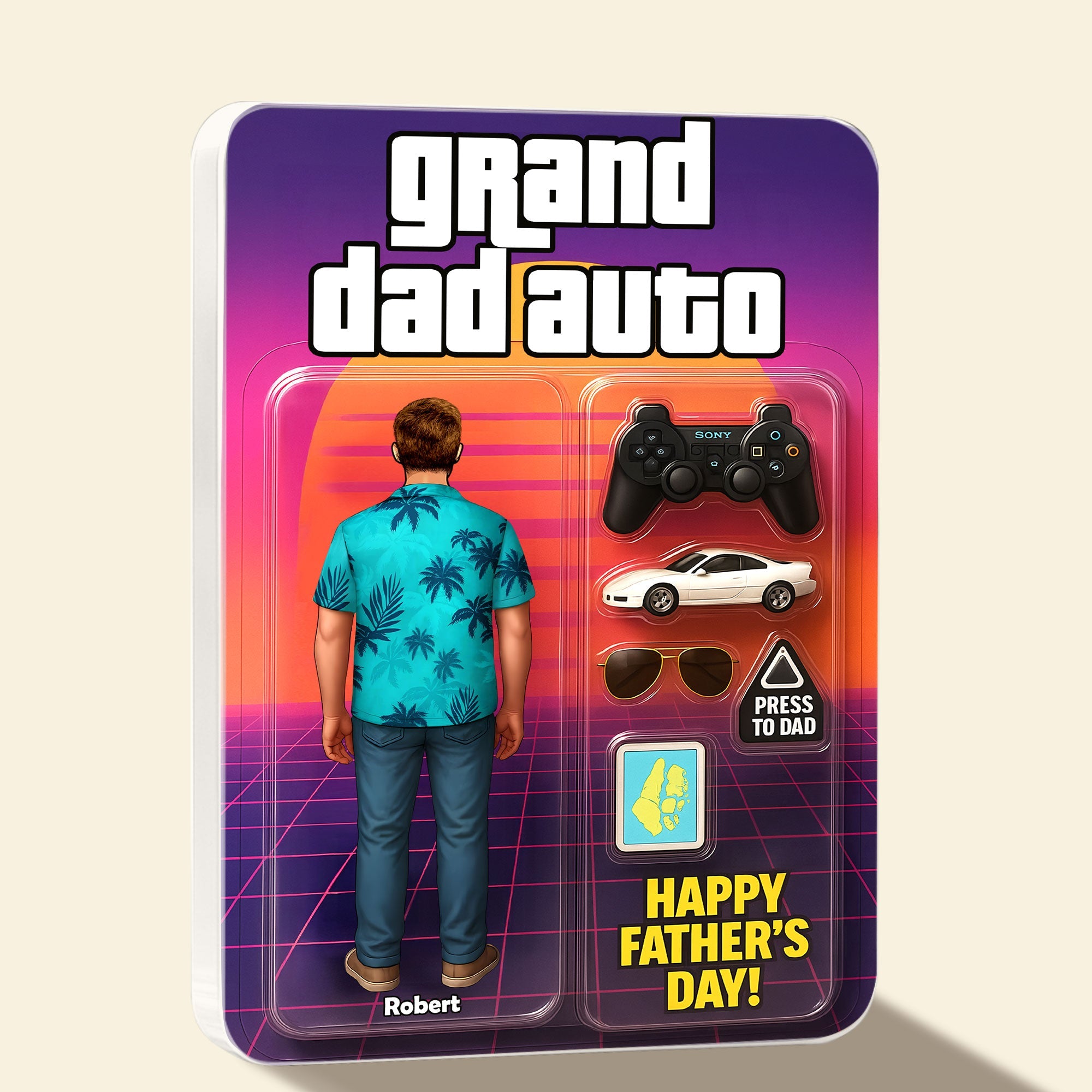 “Level Up Your Dad Game!” - Game Dad Plaque - Personalized Gift for Dad, Grandpa, and Gaming Enthusiasts Shaped Plaques PopCulturePrints