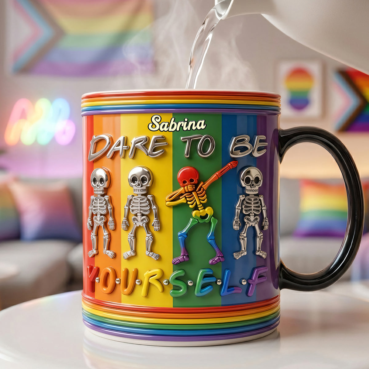 Dare To Be Yourself - Customizable Magic Coffee Mug for LGBT+ Pride Coffee Mug PopCulturePrints
