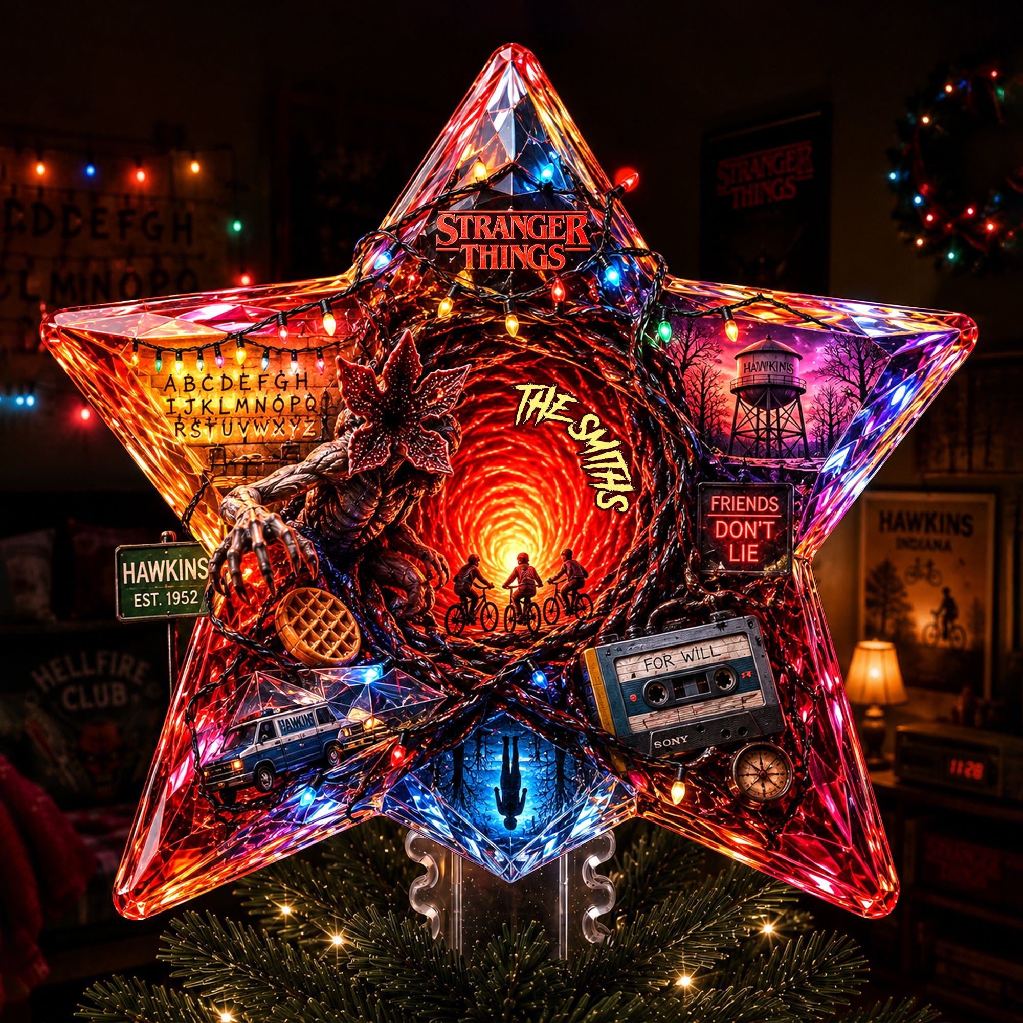 Illuminate Your Holidays with the Deep World Star Tree Topper - Personalized Gift for Fans of Stranger Things