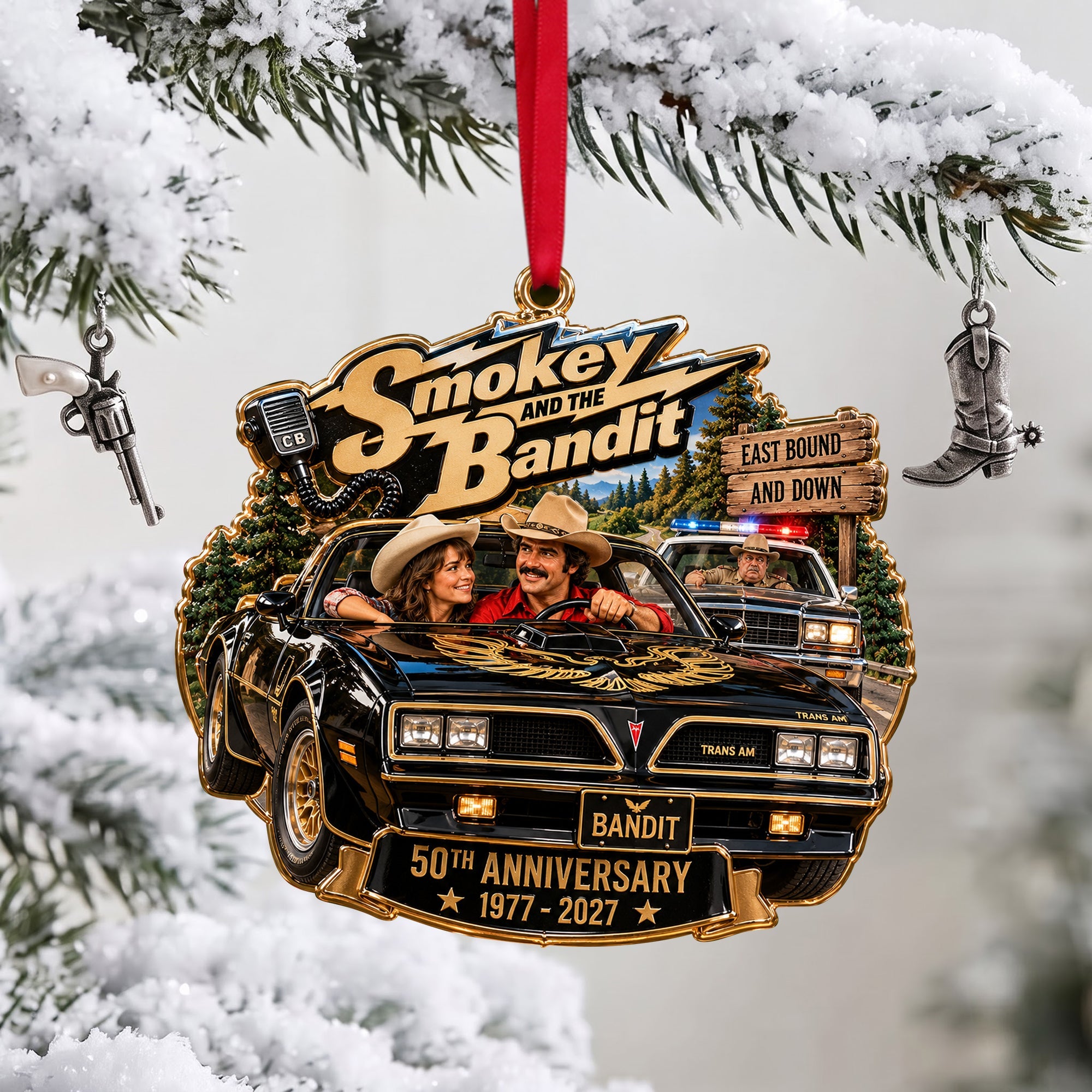 Celebrate Adventure: High-Speed Pursuit Acrylic Ornament - Personalized Christmas Gift Ornament PopCulturePrints