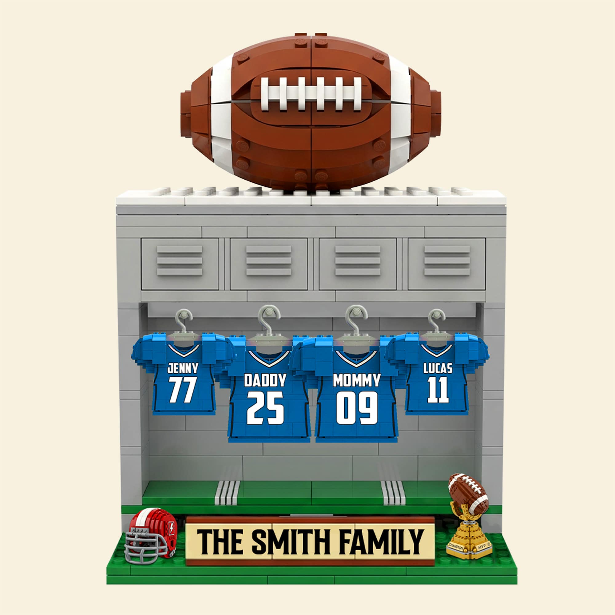 “Celebrate Family, Celebrate Football” - Personalized Football Family Plaque - Custom Gift for Parents, Children, Fans Shaped Plaques PopCulturePrints