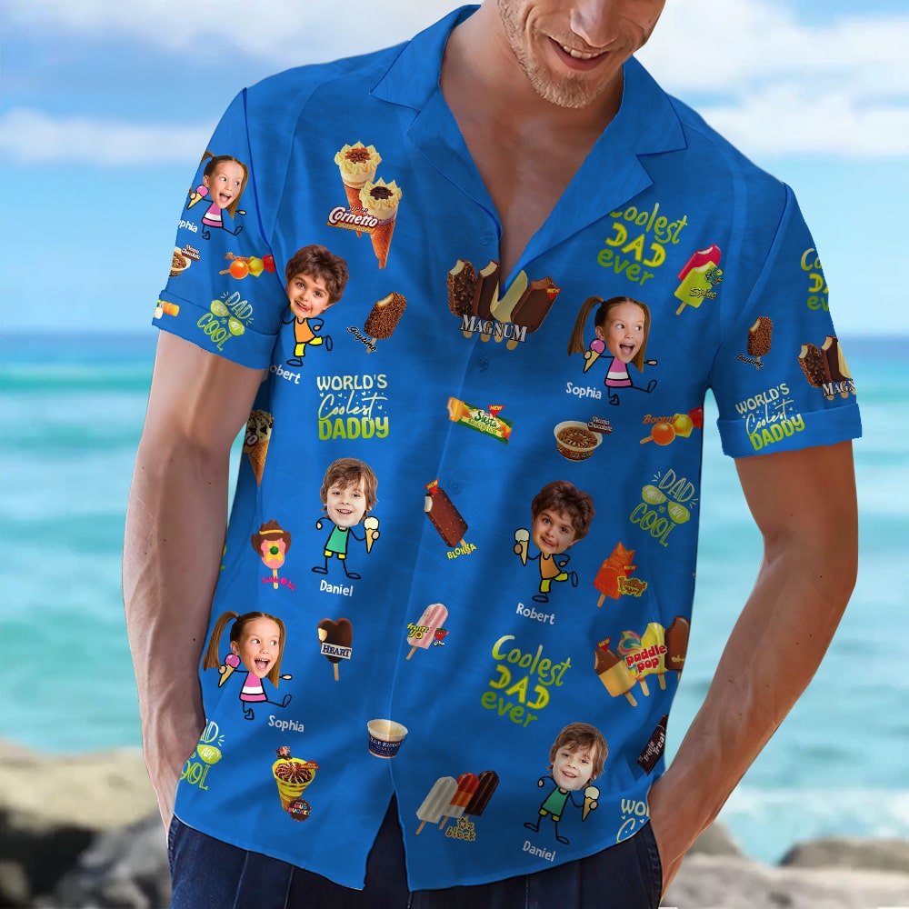Personalized Hawaiian Shirt for Dad with Custom Photos Hawaiian Shirts PopCulturePrints