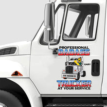 Load image into Gallery viewer, Custom Truck Driver Decal - Professional Badass Trucker Decal Sticker PopCulturePrints
