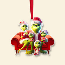 Load image into Gallery viewer, Personalized Green Monster Family Christmas Ornament Ornament PopCulturePrints
