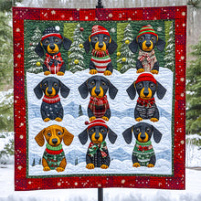 Load image into Gallery viewer, Festive Dachshund Christmas Quilt Bed Set - Perfect Gift for Dog Lovers Blanket PopCulturePrints
