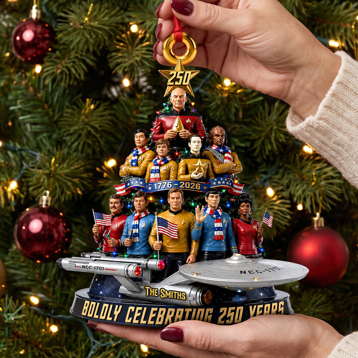 Celebrate 250 Years with Custom Personalization - Patriotic Space Adventure Acrylic Ornament